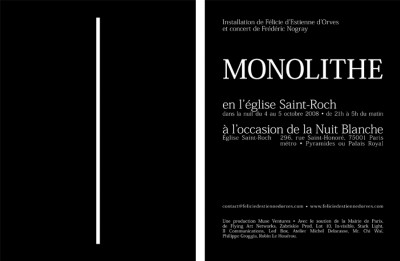 Monolithe • Invitation for Félicie d'Estienne d'Orves (Paris)