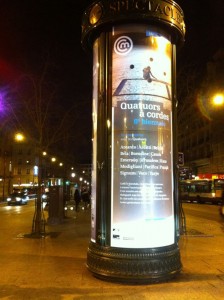 Campagne pour la 6ème Biennale du Quatuor, Cité de la Musique, Paris