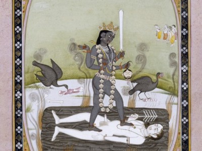 Goddess Kali on Shiva - Kangra Painting (1800 - 1825)