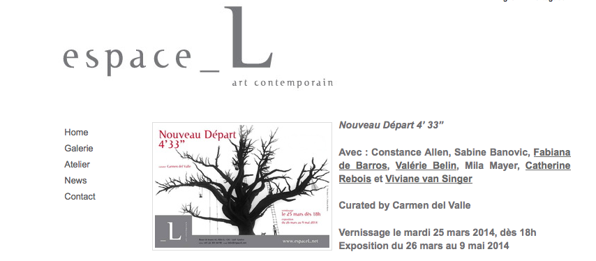 Nouveau Départ 4’ 33’’, espace L, Genève, 26 mars / 9 mai 2014