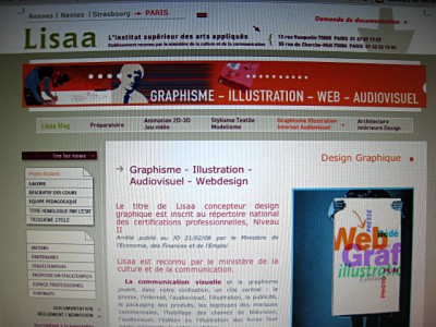 Je regarde le site de Lisaa