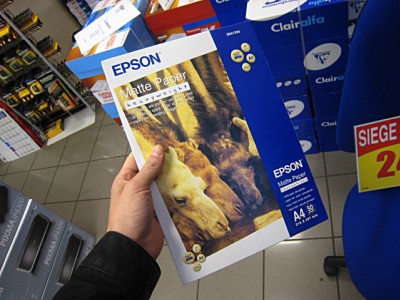 J'achète du papier pour imprimer mon book
