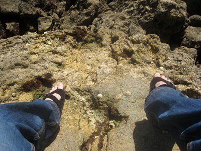Je m'installe sur des rochers