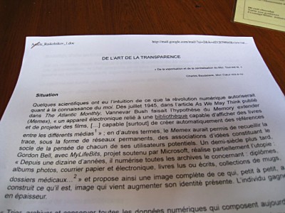 Je lis le texte qu'a commencé à écrire Charlotte