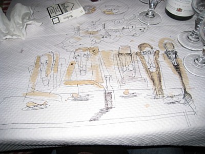 Je dessine sur la nappe