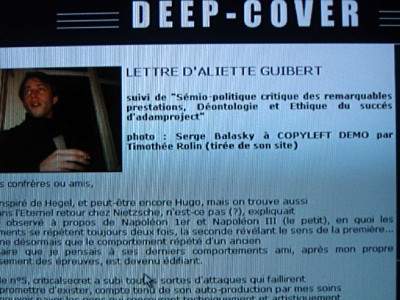 Je découvre que L.D continue de s'acharner sur moi. Elle s'exprime sur le webzine de Thierry (alias THTH)