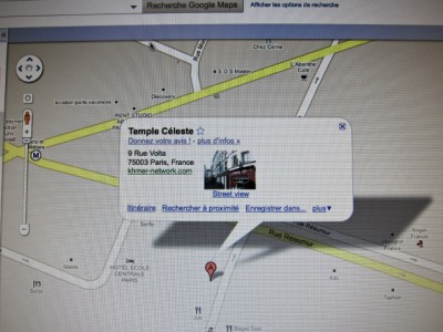 Je repère le Temple Célèste sur Googlemaps