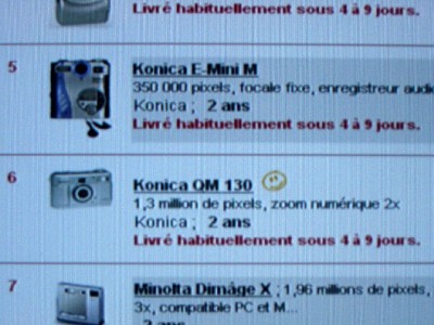 Je regarde les appareils photos sur internet