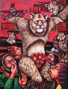 Lionnes en croix