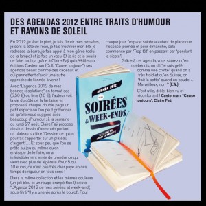 La Tribune de Bruxelles _ Des Agendas 2012 entre traits d'humour et rayons de soleil! _ dec 2011