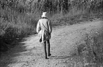 Gréta Garbo 2, promenade, Klosters Suisse, juillet 1980