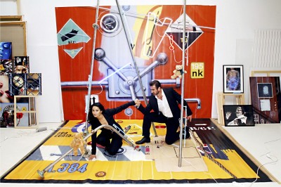 Eric Cantona et Rachida Brakni dans une oeuvre de Peter Klasen, Vincennes, novembre 2006