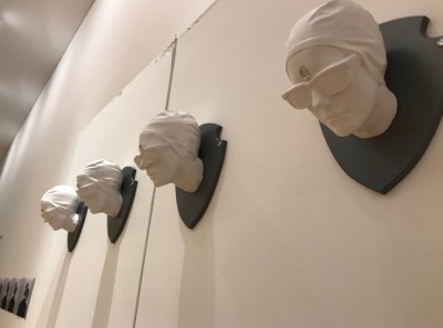 4 trophies plaster on wood