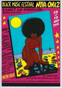 Affiche festival de musique soul Nova Ona, Canet-en-Roussillon, 2018.