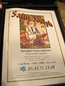 Nous allons à la pizzeria Saint-Joseph